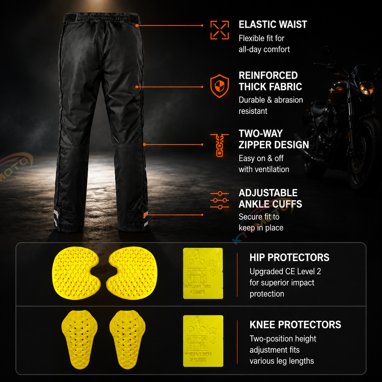 CE Quick-on/off thermal motorcycle riding pants-J88