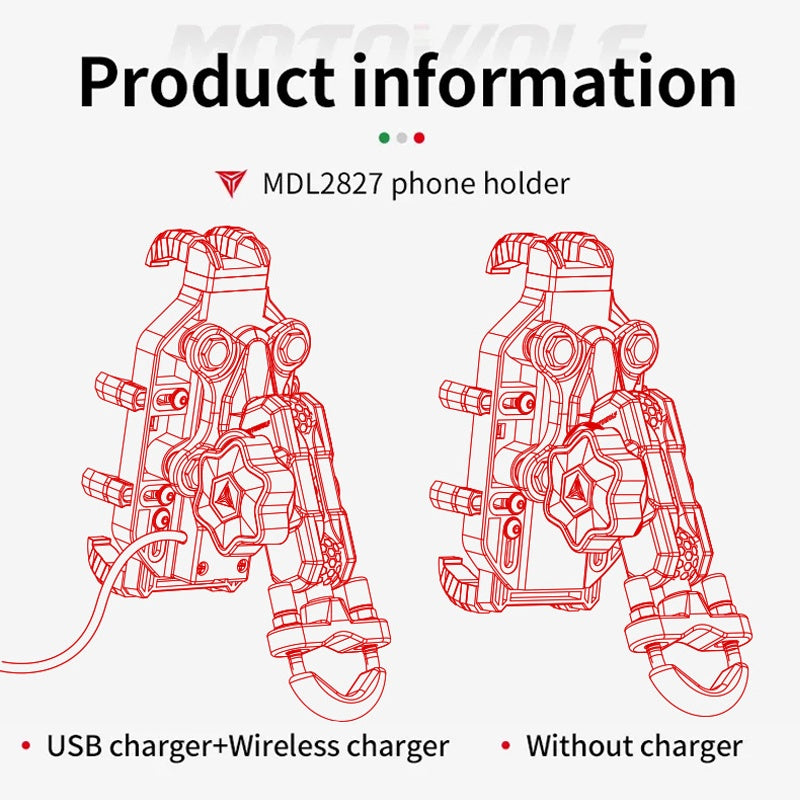 Motorcycle Wireless Charging Phone Holder Handlebar Mounting Accessory - M46