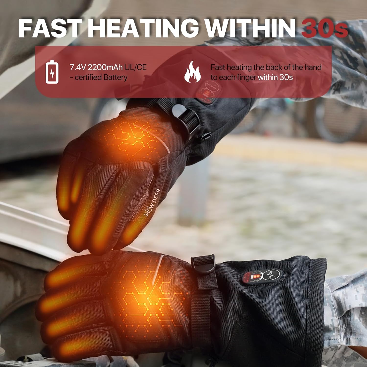 Heated Gloves for Men Women with Touchscreen for Winter Outdoor