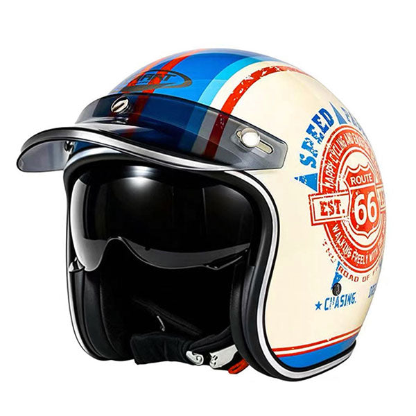 Retro-style open-face 3/4 motorcycle helmet-I140