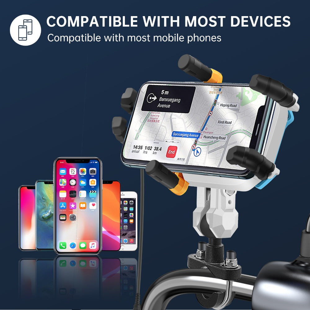15W Wireless Charging Anti-theft Shockproof Motorcycle Phone Holder - M42