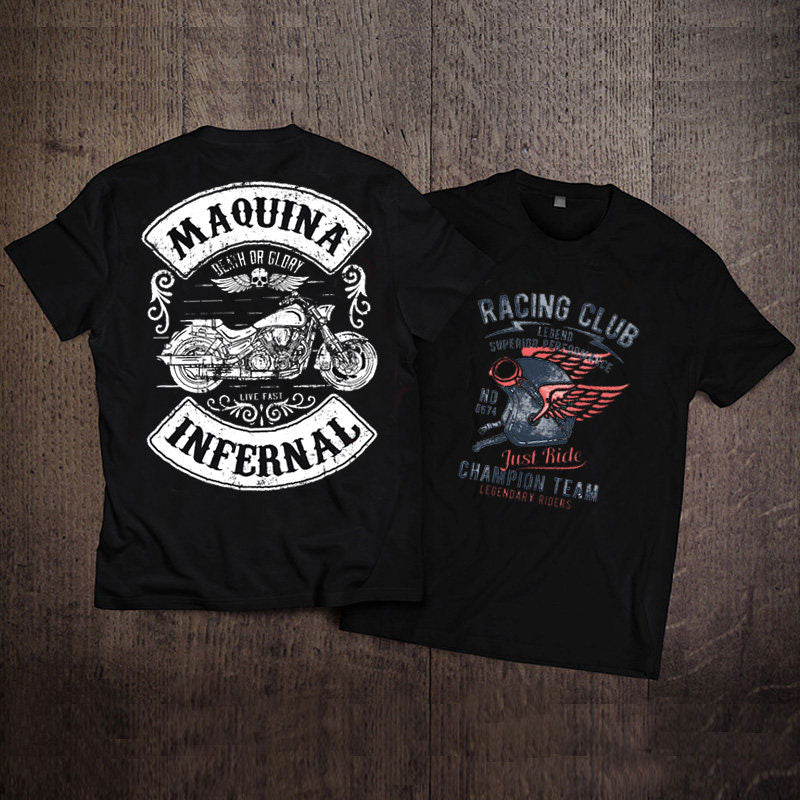Heavyweight Retro Biker-Style Short-Sleeve T-Shirt - T01