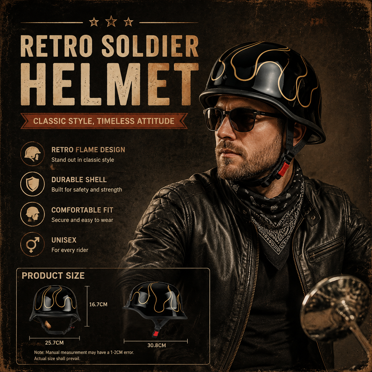 Retro Harley Cruiser Motorcycle Half Helmet-I142