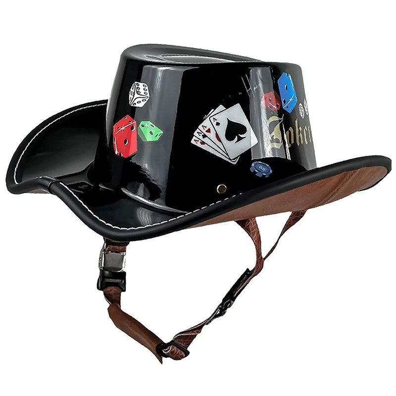 Cowboy-style leather motorcycle half helmet- I08