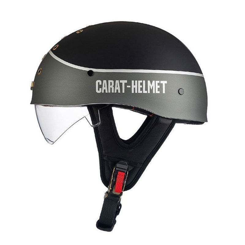 KTVMOTO Retro Skull Half Helmet with Visor for Motorcycle Riders- I28