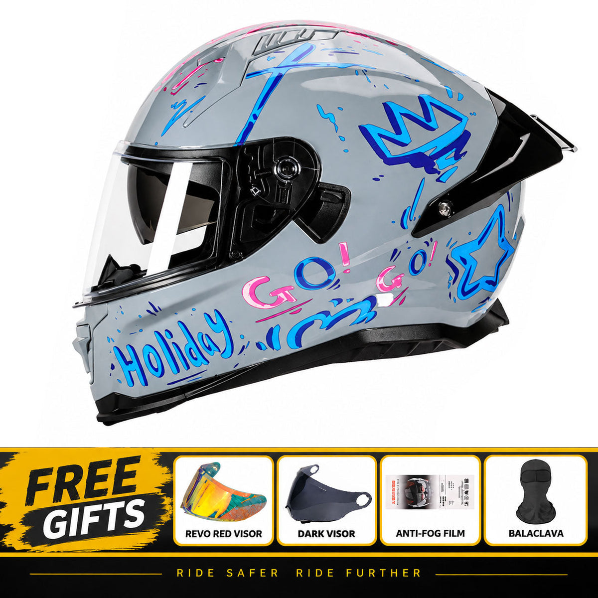 DOT-Certified Trendy Full-Face Motorcycle Helmets for Couples-I301