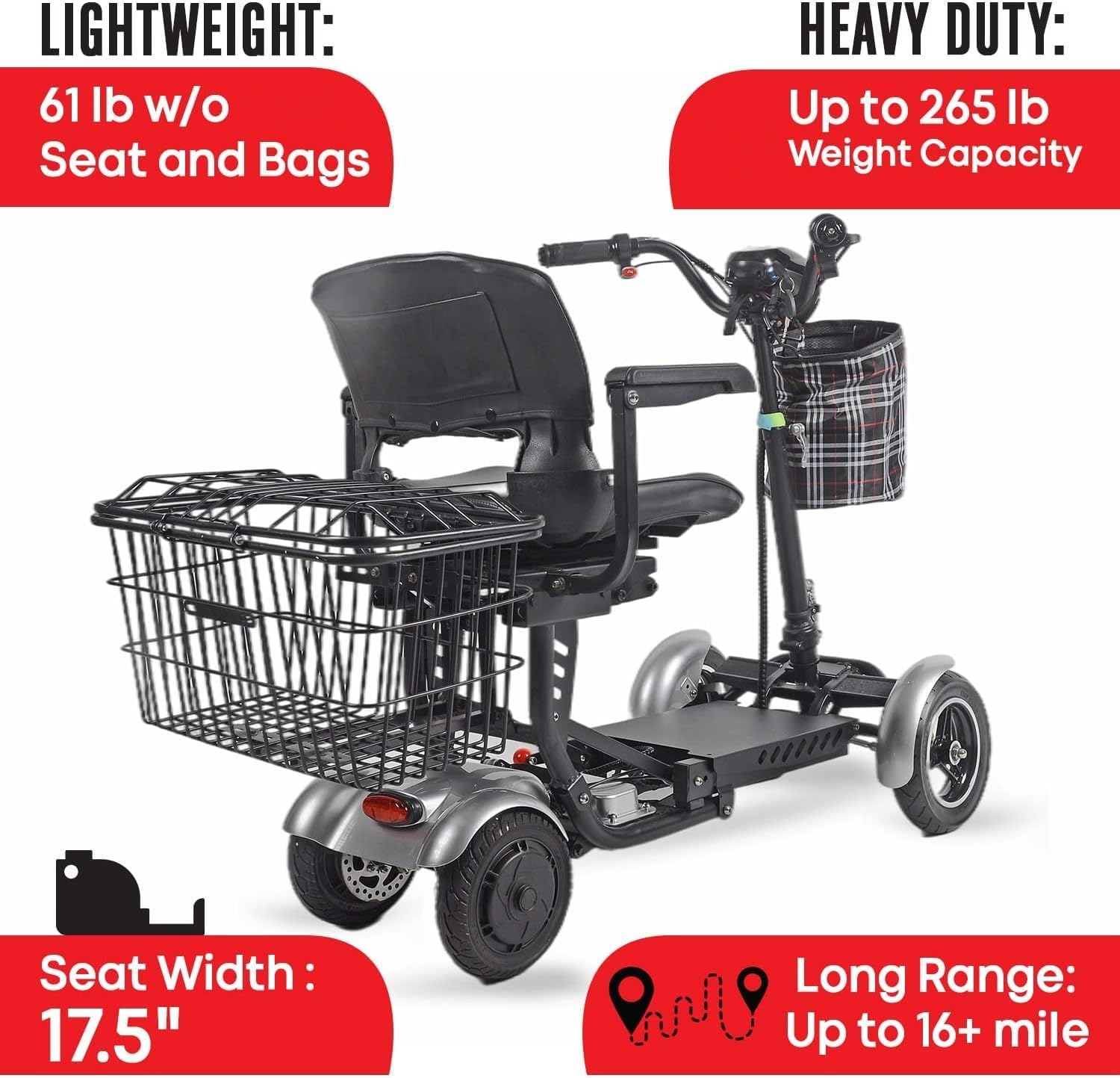 500W Foldable Four-Wheel Electric Scooter - T2