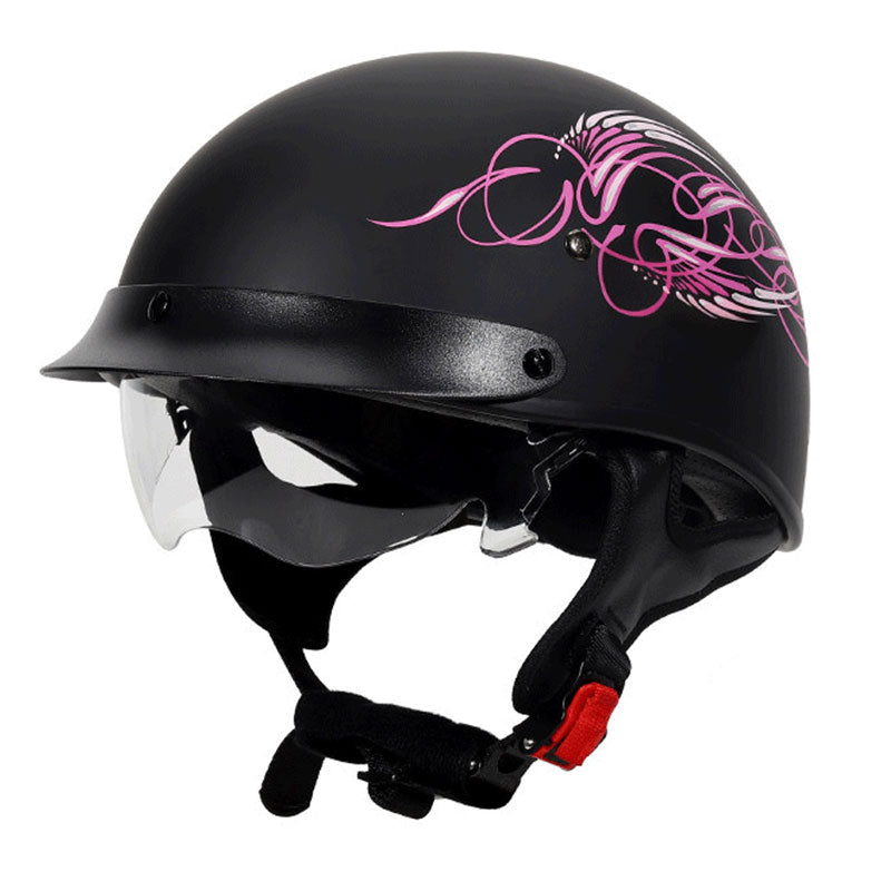 KTVMOTO Vintage Open Face Motorcycle Helmet with Visor-I38
