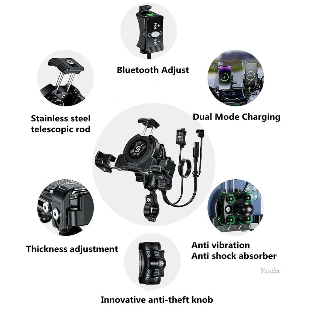 No-blocking camera shock-absorbing anti-theft motorcycle phone holder-M45
