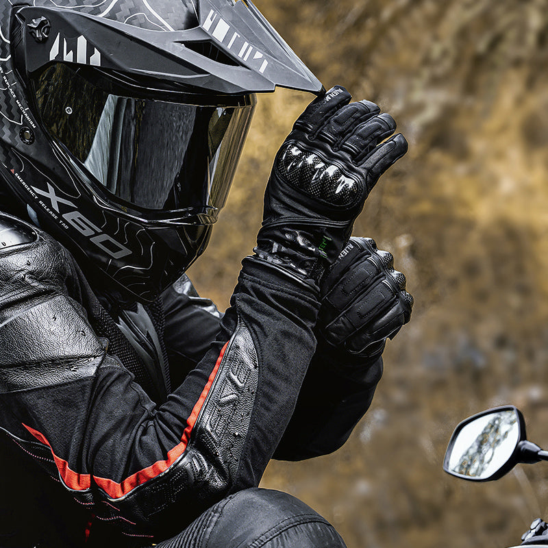 Winter Waterproof Touchscreen Leather Motorcycle Gloves-G08