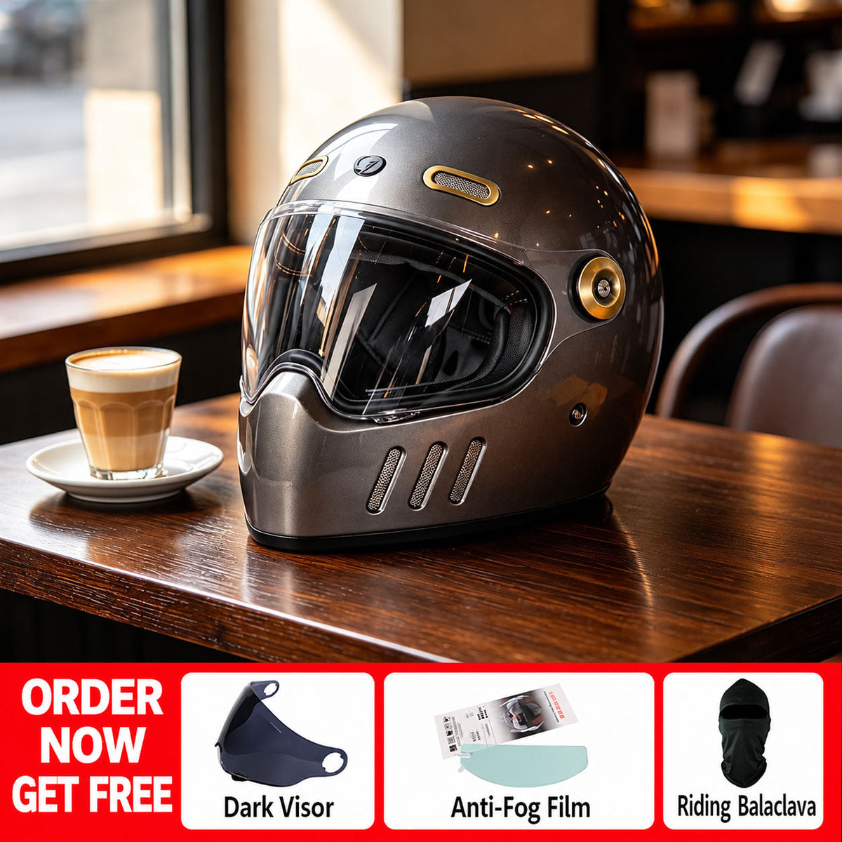 Retro anti-fog full-face helmet-for cruiser riding-I304