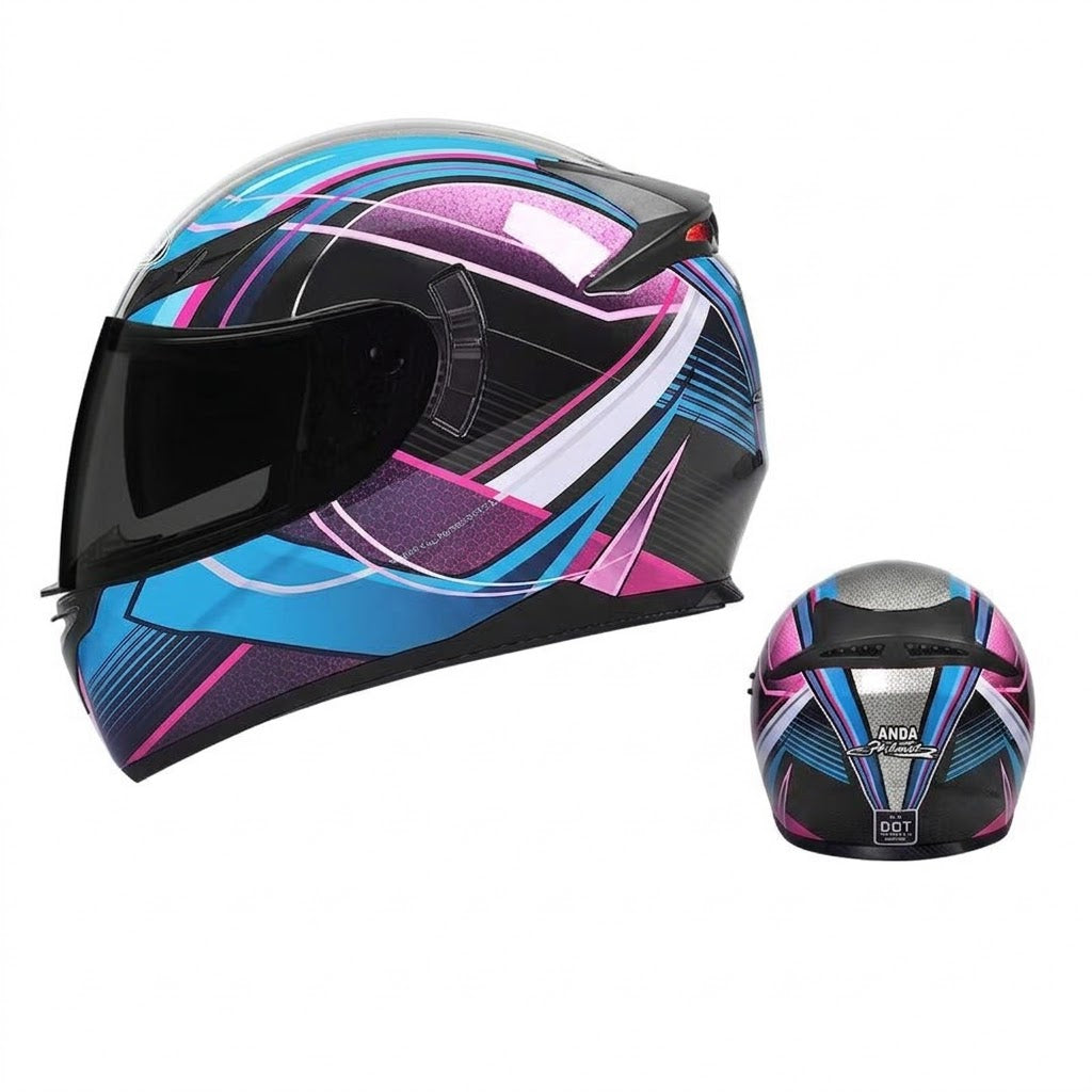 Retro full-face motorcycle helmet with goggles-I91