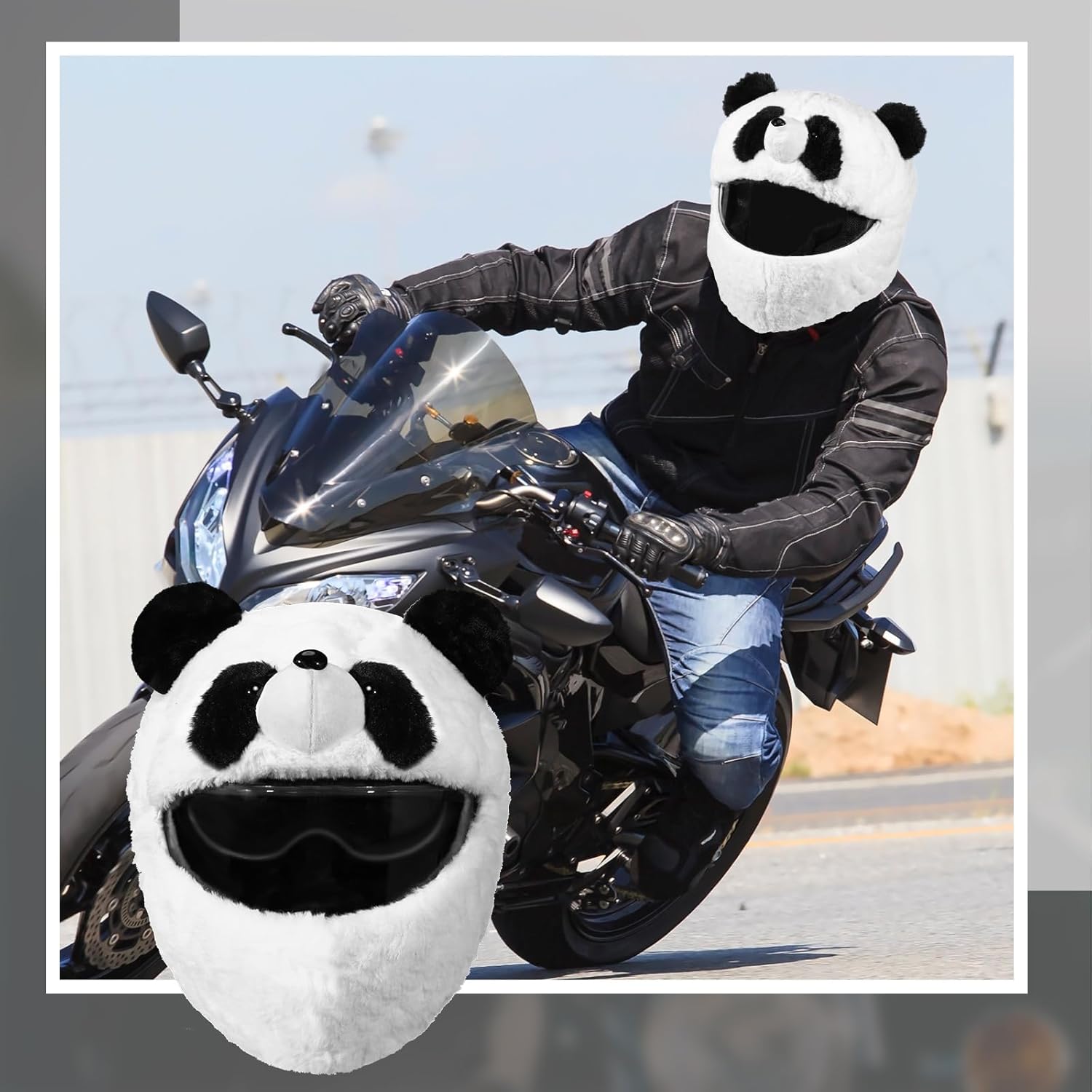 Funny motorcycle helmet covers-panda