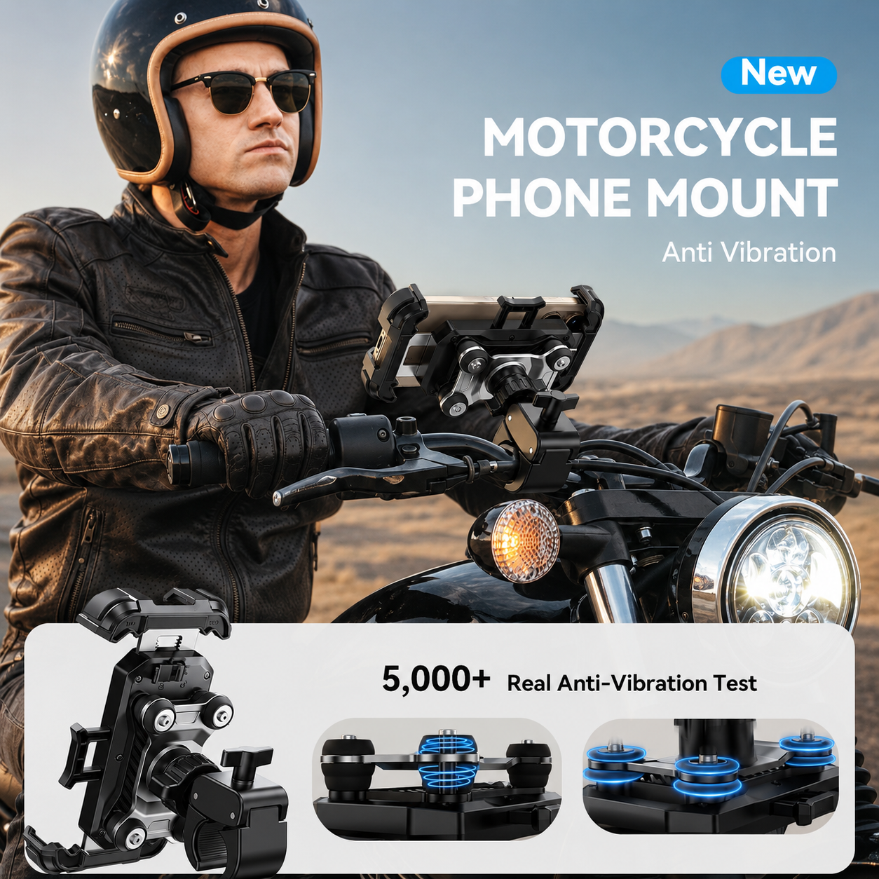 Anti-Vibration Motorcycle Phone Mount with Safety Lock-M47
