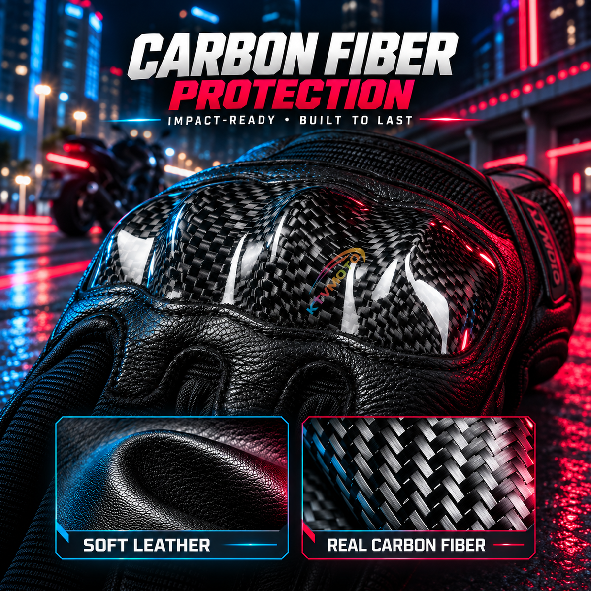 KTVMOTO Carbon Fiber Touchscreen Motorcycle Riding Gloves-G104