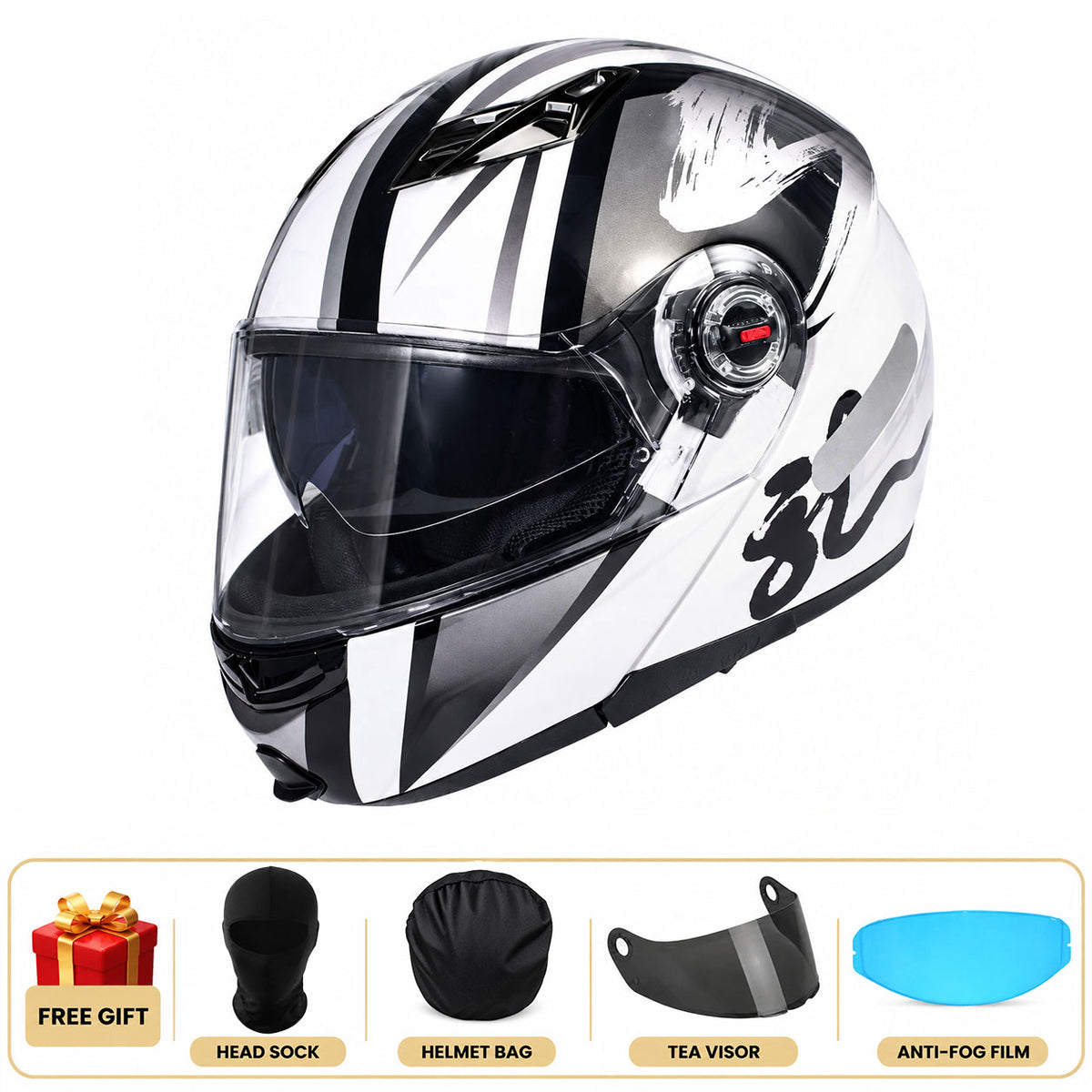 Modular Motorcycle Helmet with Dual Visors for Touring-I311