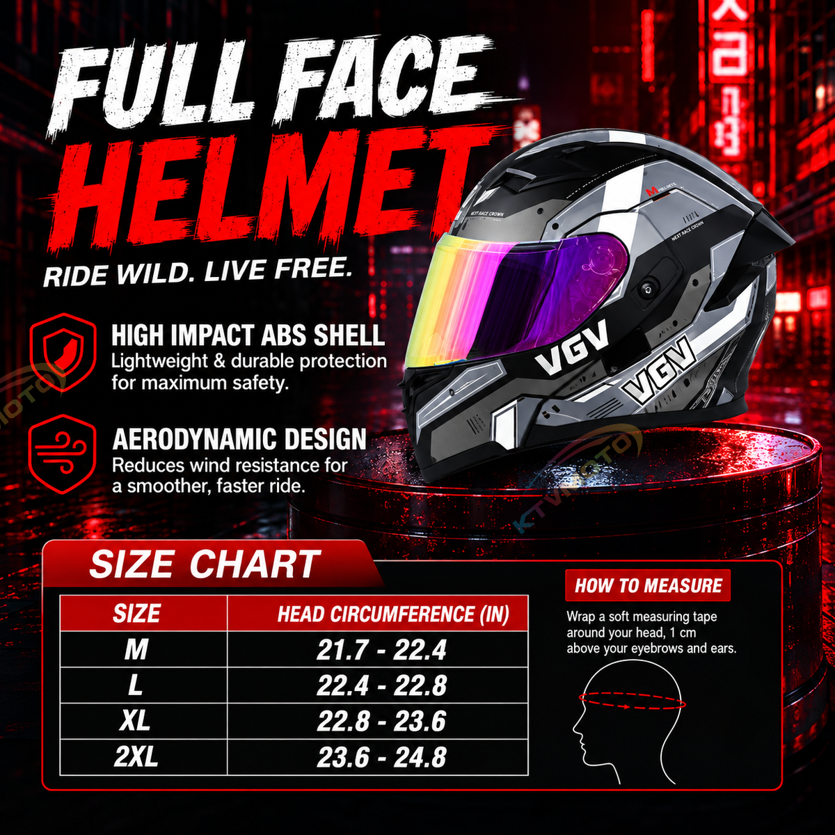 KTVMOTO Motorcycle colored lens flip helmet with built-in Bluetooth - I261