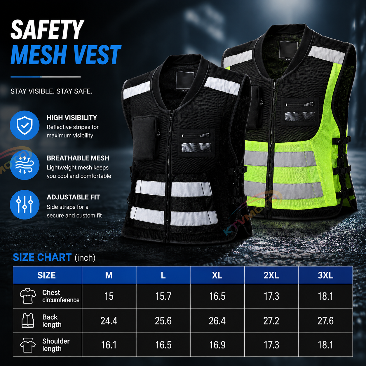 Reflective vest for motorcycle racing and rally riding-J101