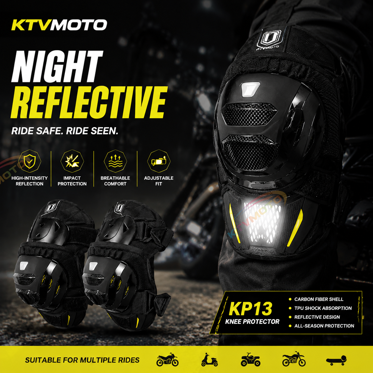 Motorcycle CE Level 2 Knee Guards-Y43
