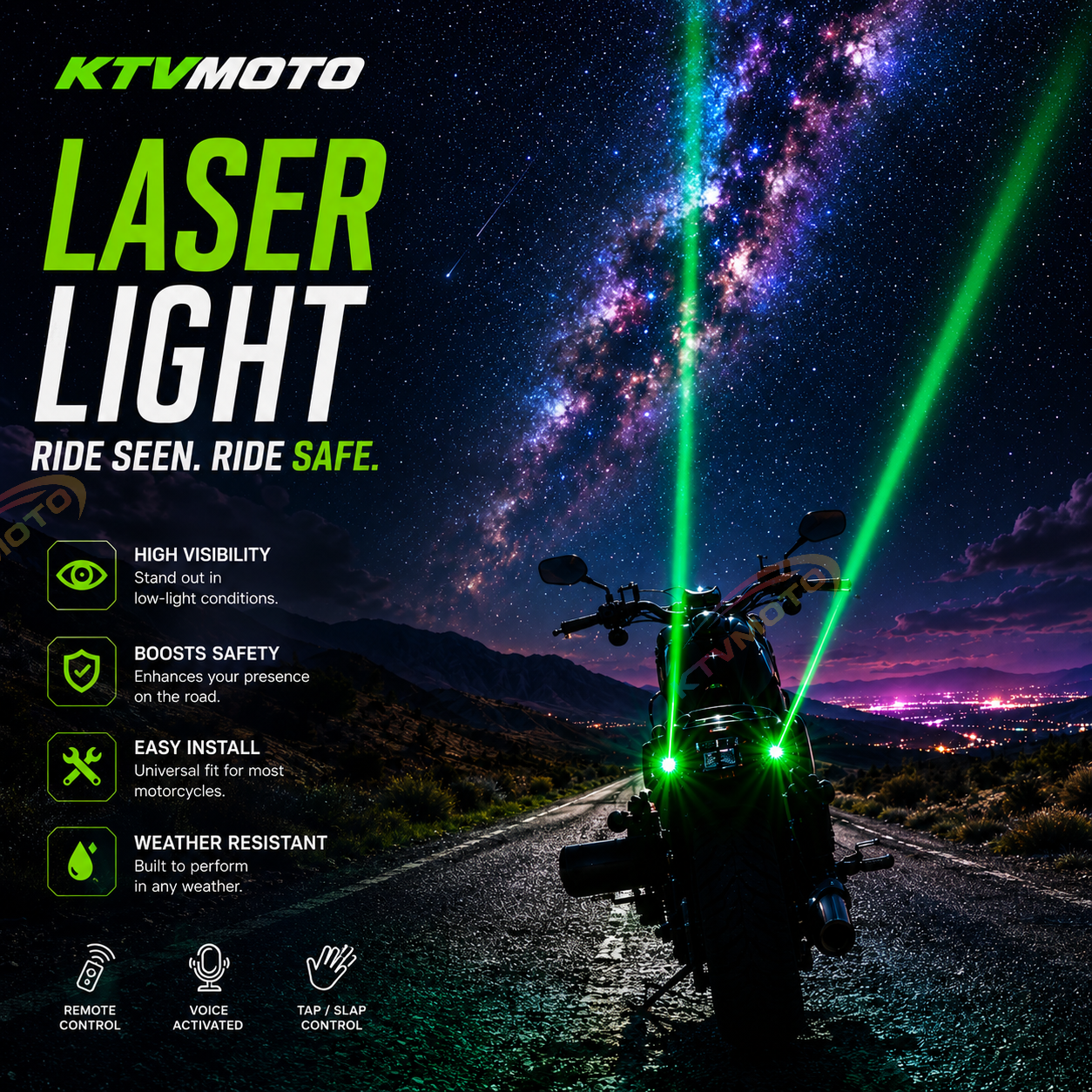 Wireless Motorcycle Laser Tail Light with Warning Strobe Projection-D23