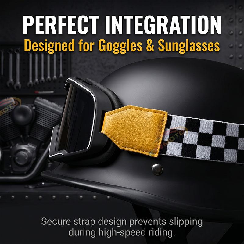 Motorcycle half helmet with goggles-I12