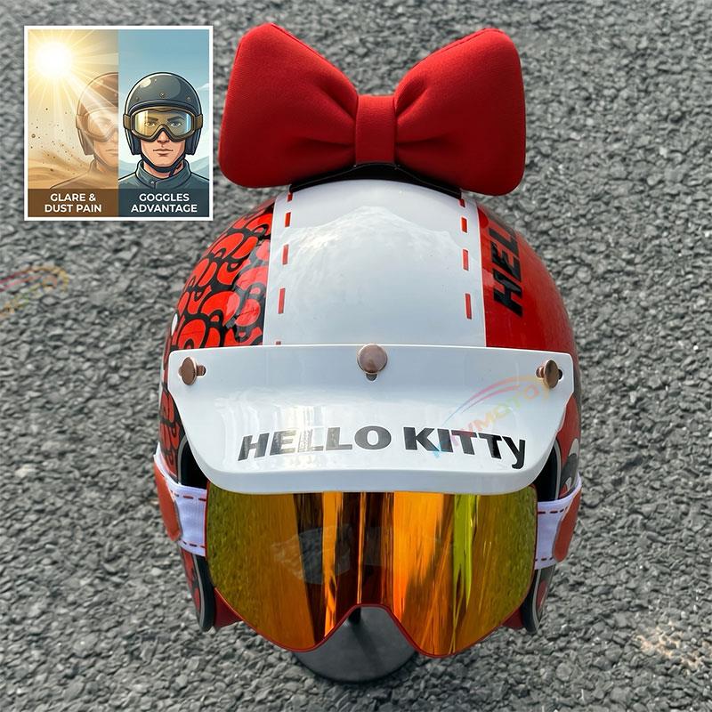 Cute Cartoon Scooter Helmet Retro 3/4 Shell for Women-I40