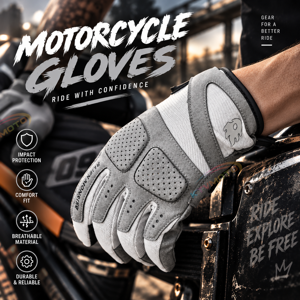 KTVMOTO Motorcycle breathable mesh lightweight touchscreen gloves-G47