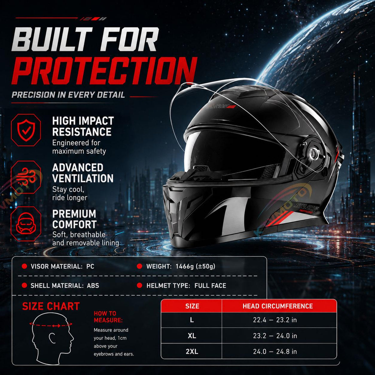 KTVMOTO Motorcycle all-season flip-up helmet with built-in Bluetooth-I262