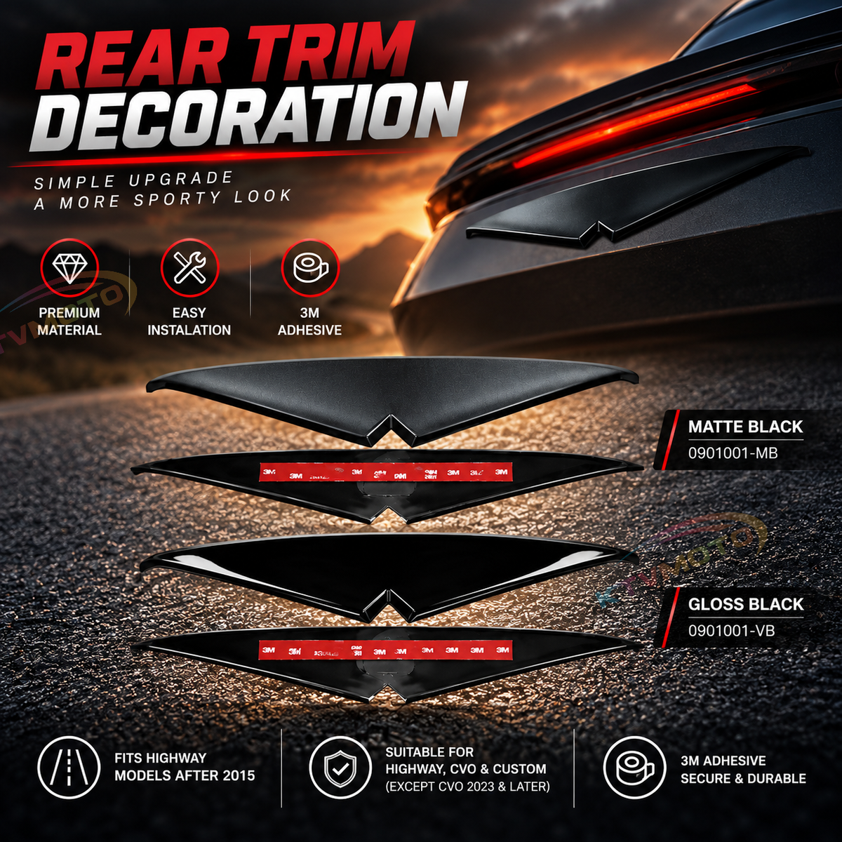 KTVMOTO Harley Road Glide Dual "Angry Bird" Style Headlight Trim - ML05