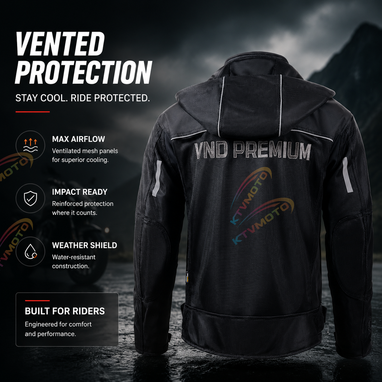 Breathable motorcycle riding gear with CE Level 2 armor-J96