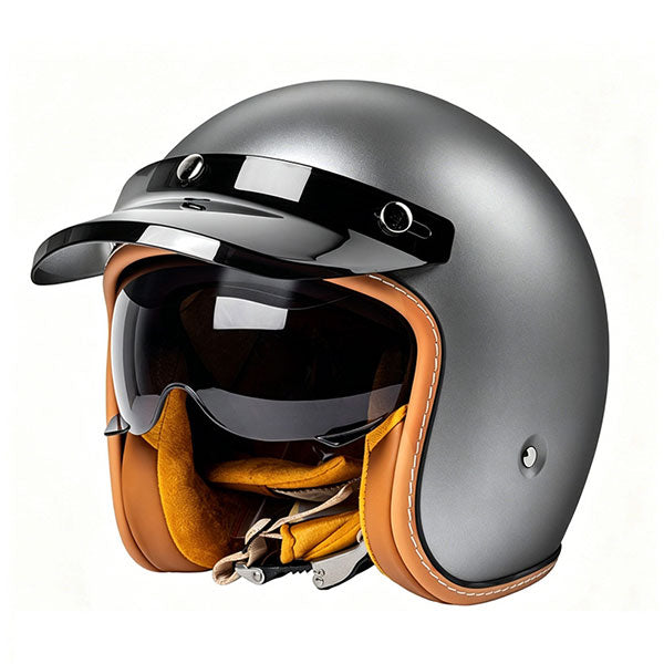 Retro-style open-face 3/4 motorcycle helmet-I140