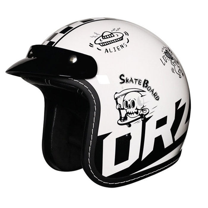 KTVMOTO Retro Open Face Motorcycle Helmet – Vintage Graphic Style-I21