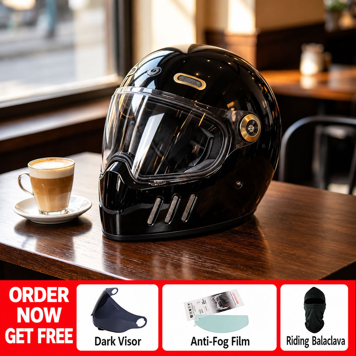 Retro anti-fog full-face helmet-for cruiser riding-I304