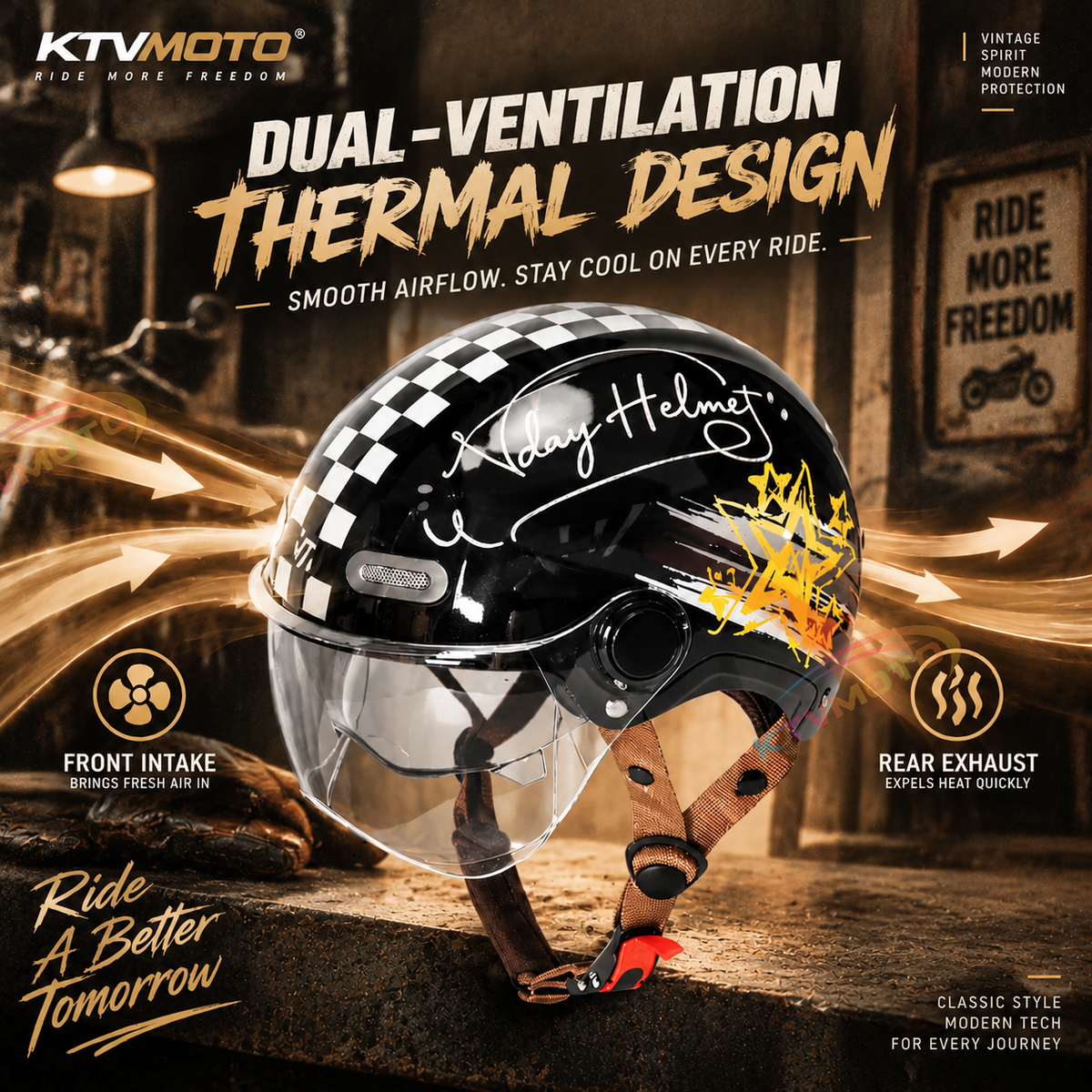 Retro Motorcycle Half-Helmet Breathable Version-I305