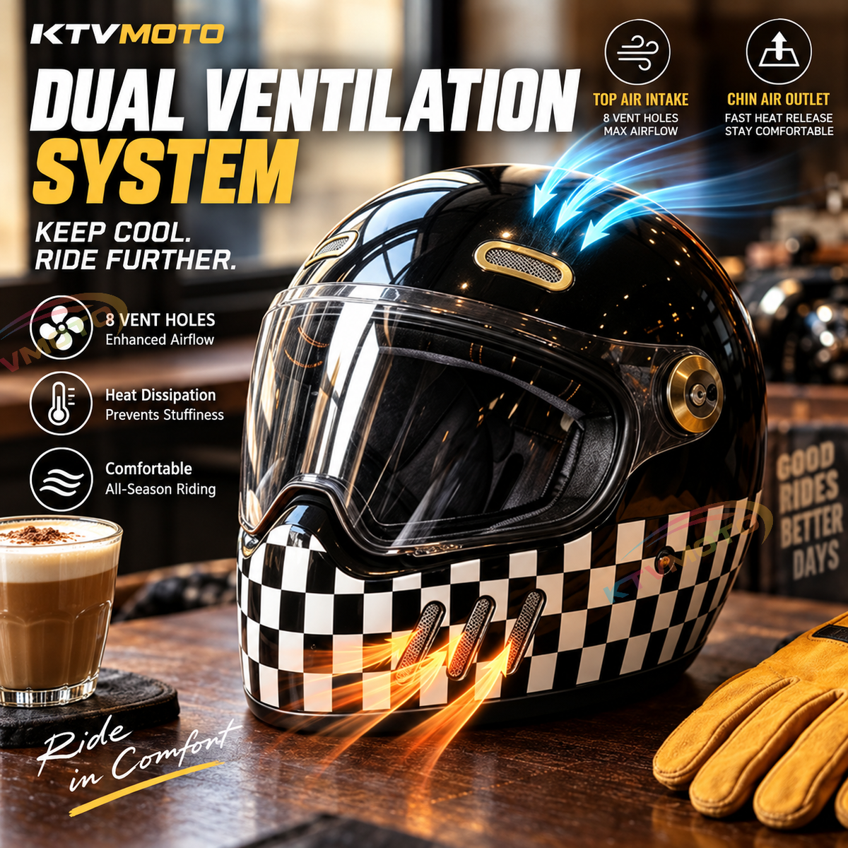 Retro Motorcycle Helmet Suitable for Cruiser Riding-I300