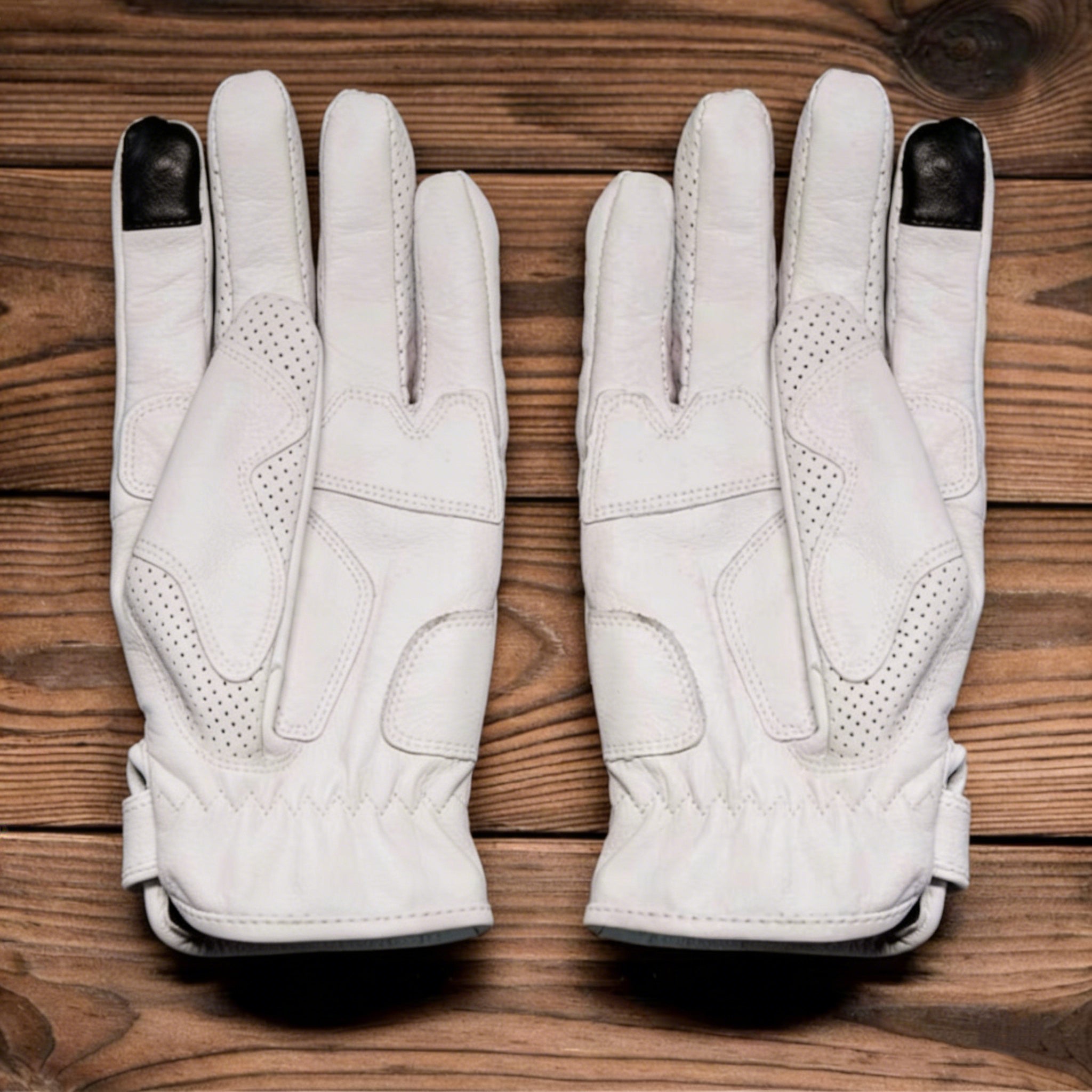 Retro Fleece-lined Gloves for Motorcycle Riding Genuine Leather
