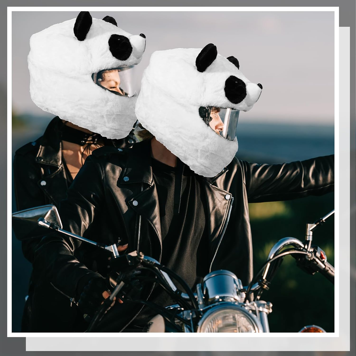 Funny motorcycle helmet covers-panda
