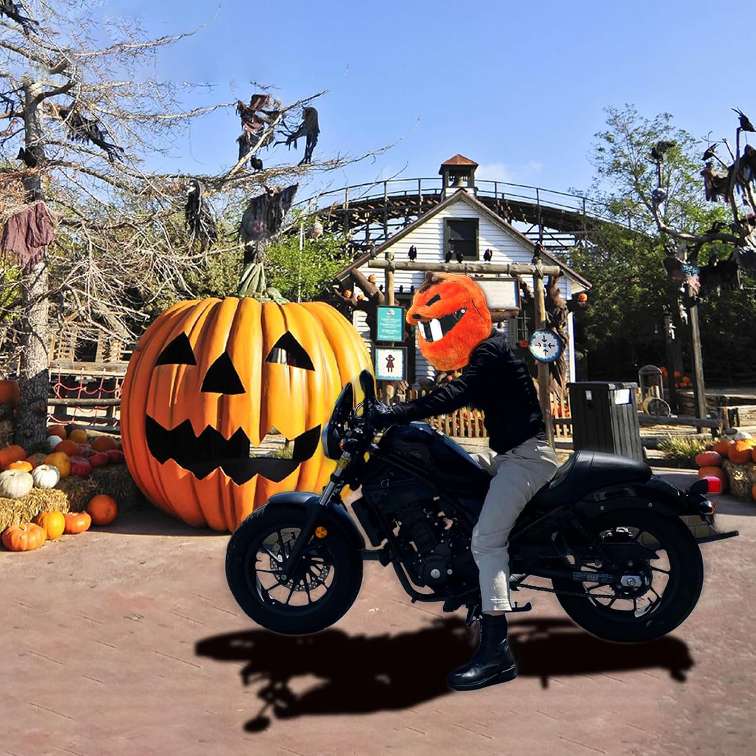 Funny motorcycle helmet covers-Pumpkin Head