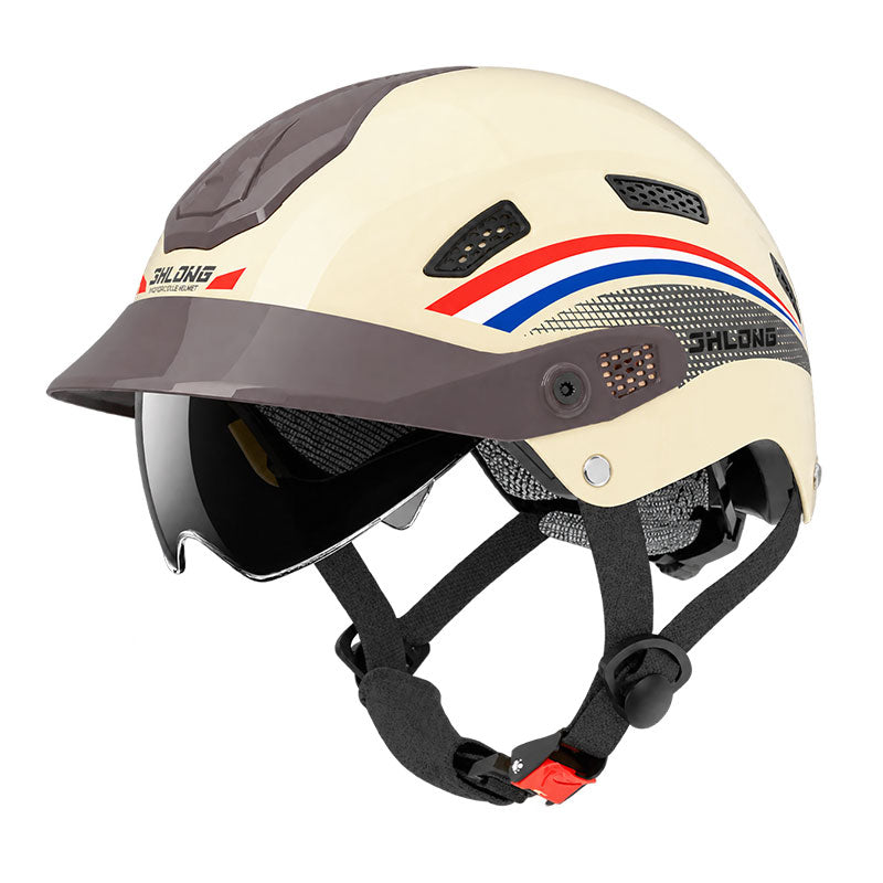 KTVMOTO Lightweight Motorcycle Half Helmet with Visor & Retro Design-I273