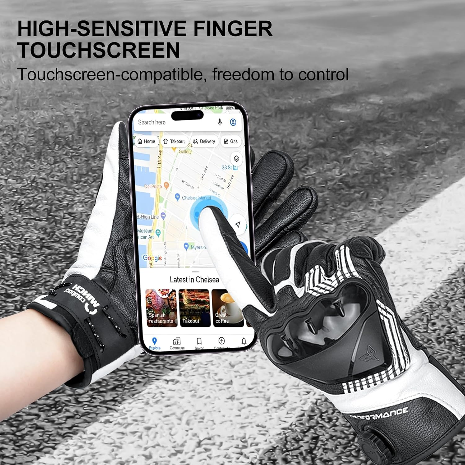 Genuine leather cycling gloves with carbon fiber shock protection-G29