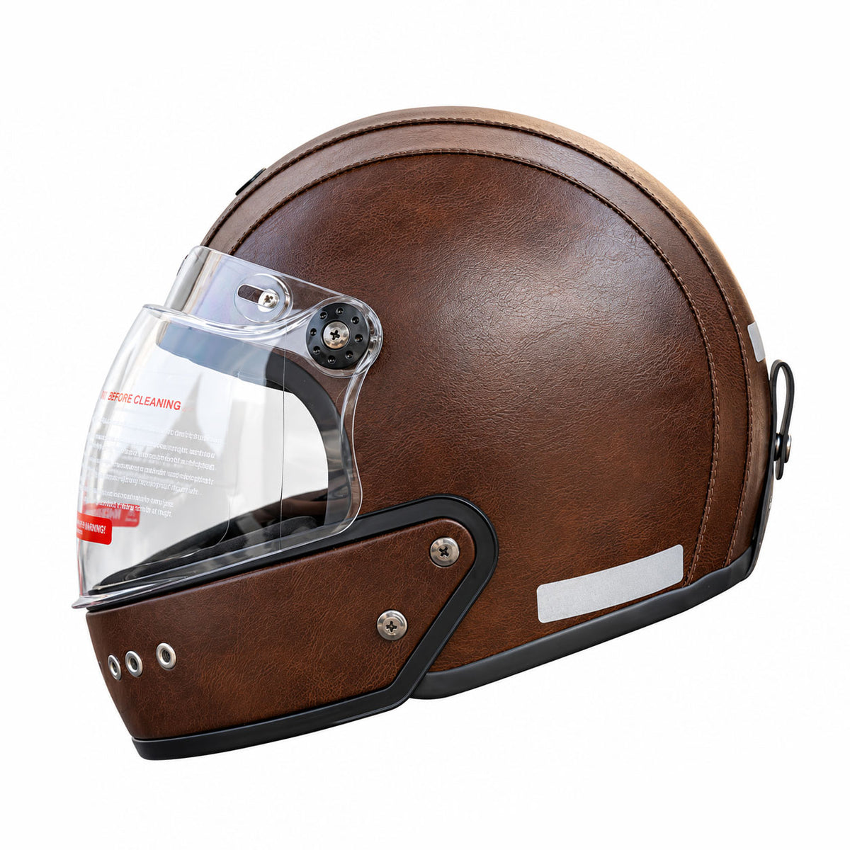 Retro-style leather-finish multi-functional modular motorcycle helmet-I284