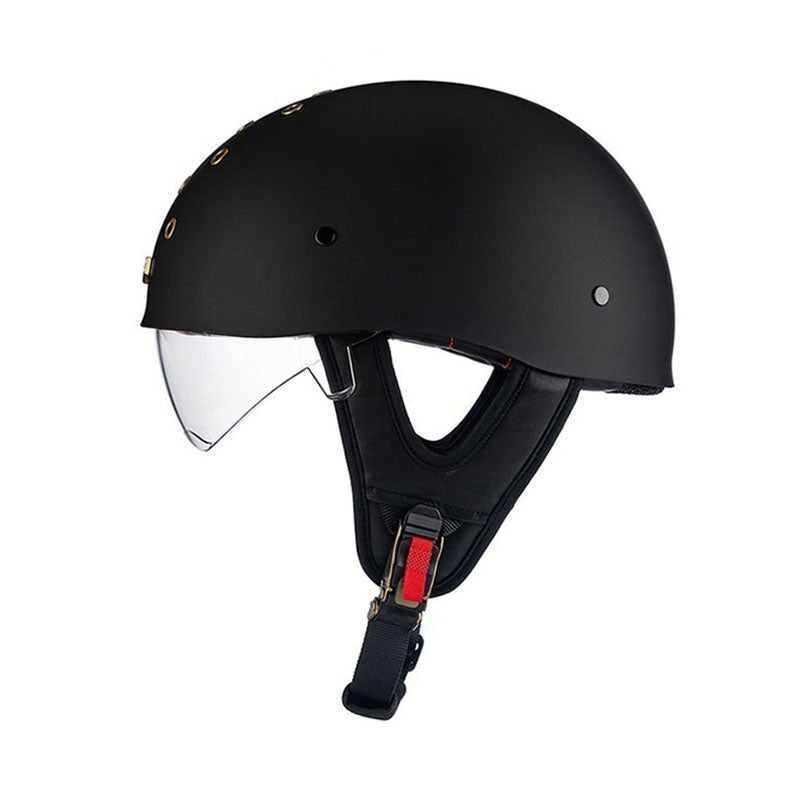 KTVMOTO Retro Skull Half Helmet with Visor for Motorcycle Riders- I28