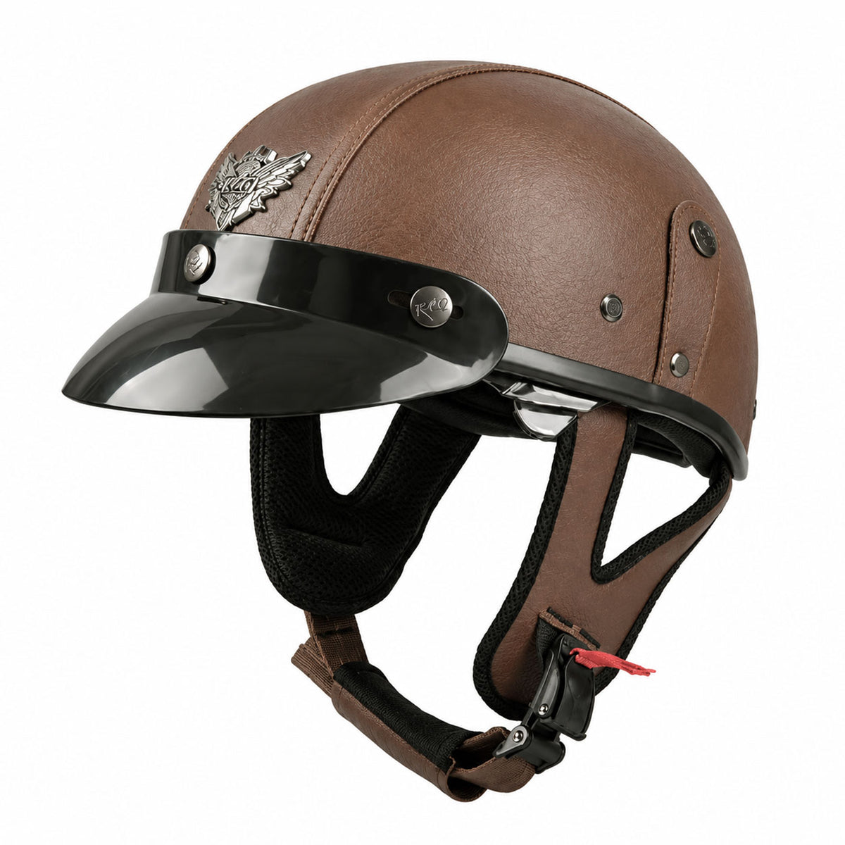 Retro cruiser motorcycle helmet with concealed inner visor-I31