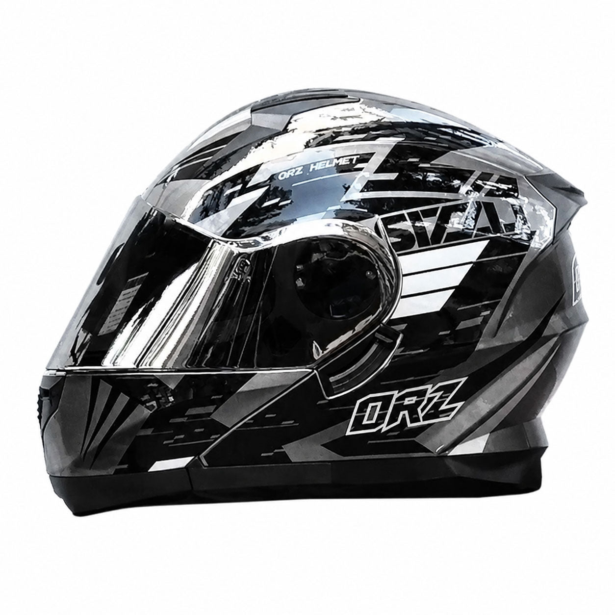Aurora Silver Visor Modular Motorcycle Helmet (DOT Certified)-I211