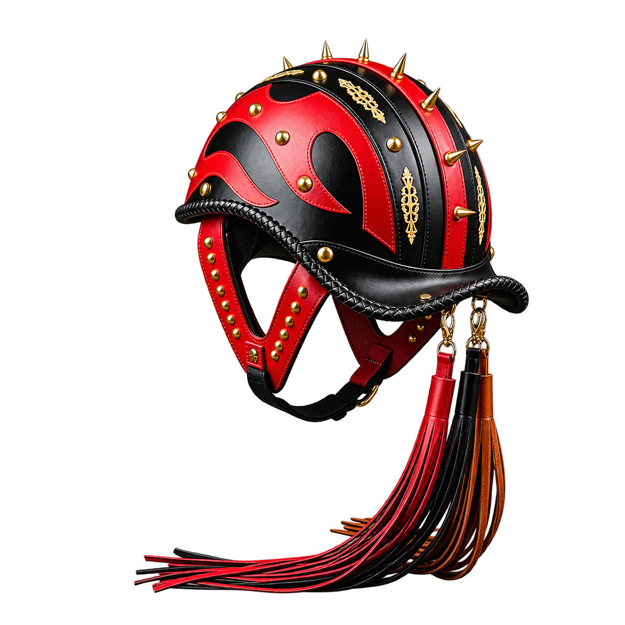 Punk studded motorcycle helmet leather cap-I130