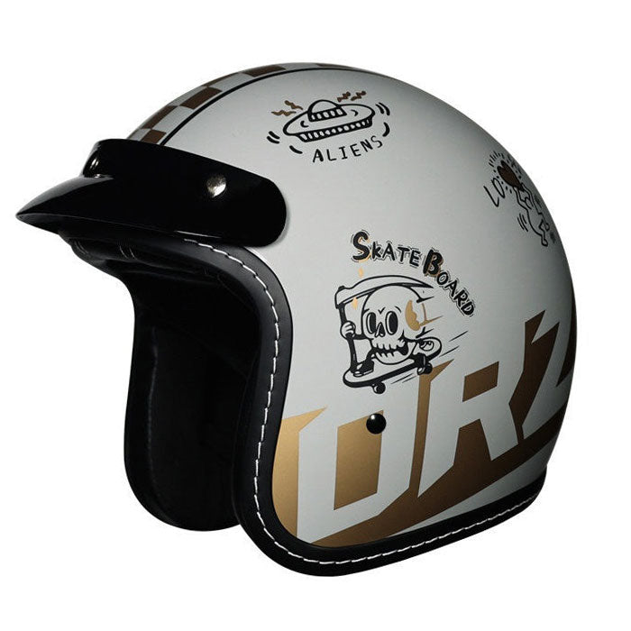 KTVMOTO Retro Open Face Motorcycle Helmet – Vintage Graphic Style-I21