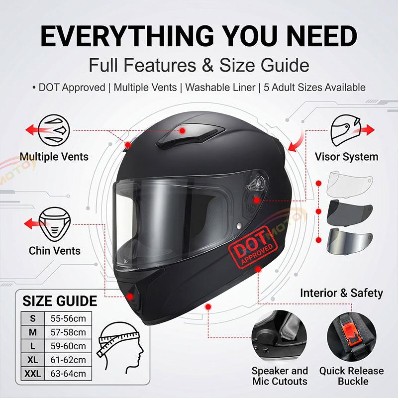 Full-face motorcycle helmet with ventilation holes WS-607