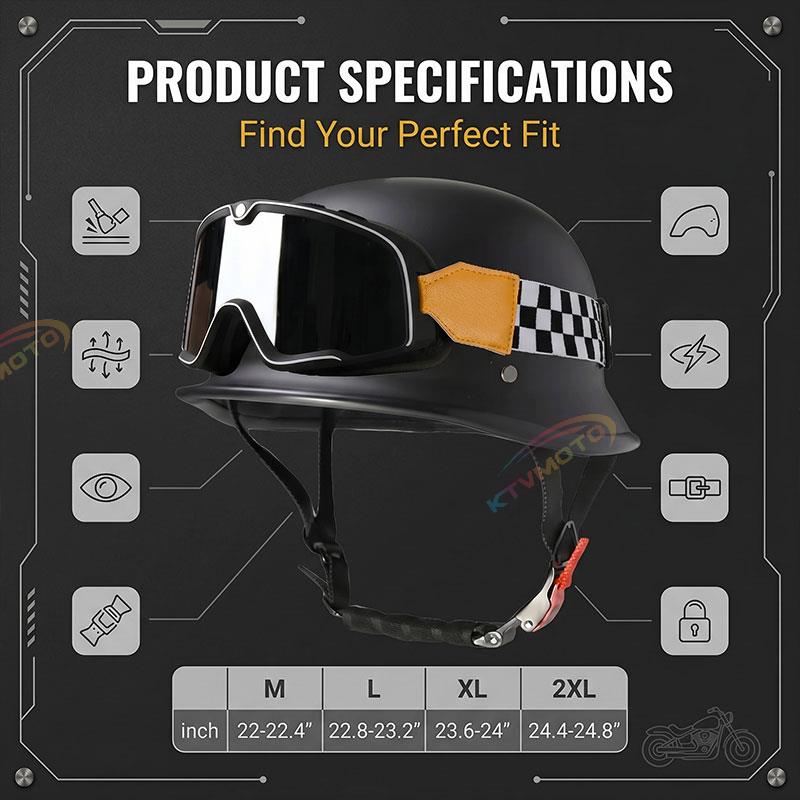 Motorcycle half helmet with goggles-I12