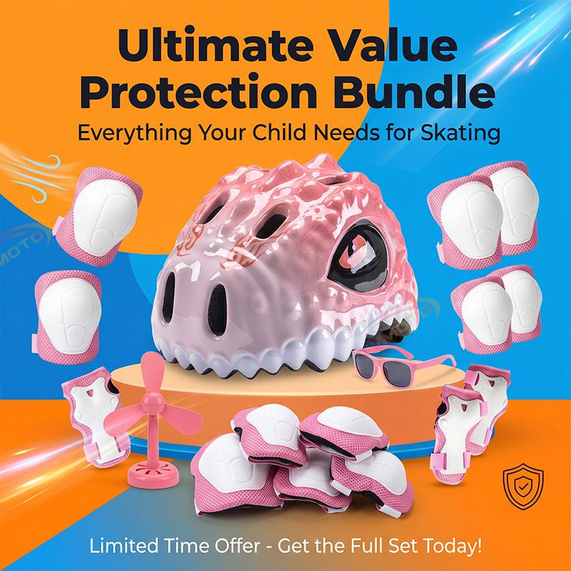 Children's Dinosaur Helmet and Protective Gear Set-I43