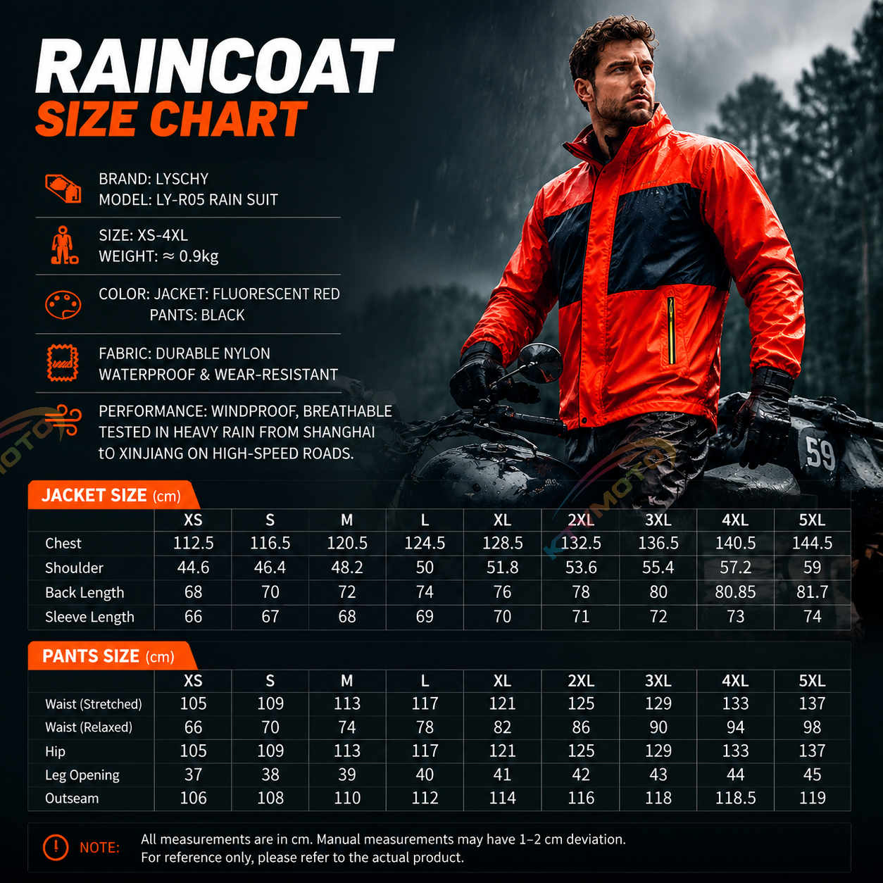 Heavy-Duty Waterproof Two-Piece Motorcycle Rain Suit-J92
